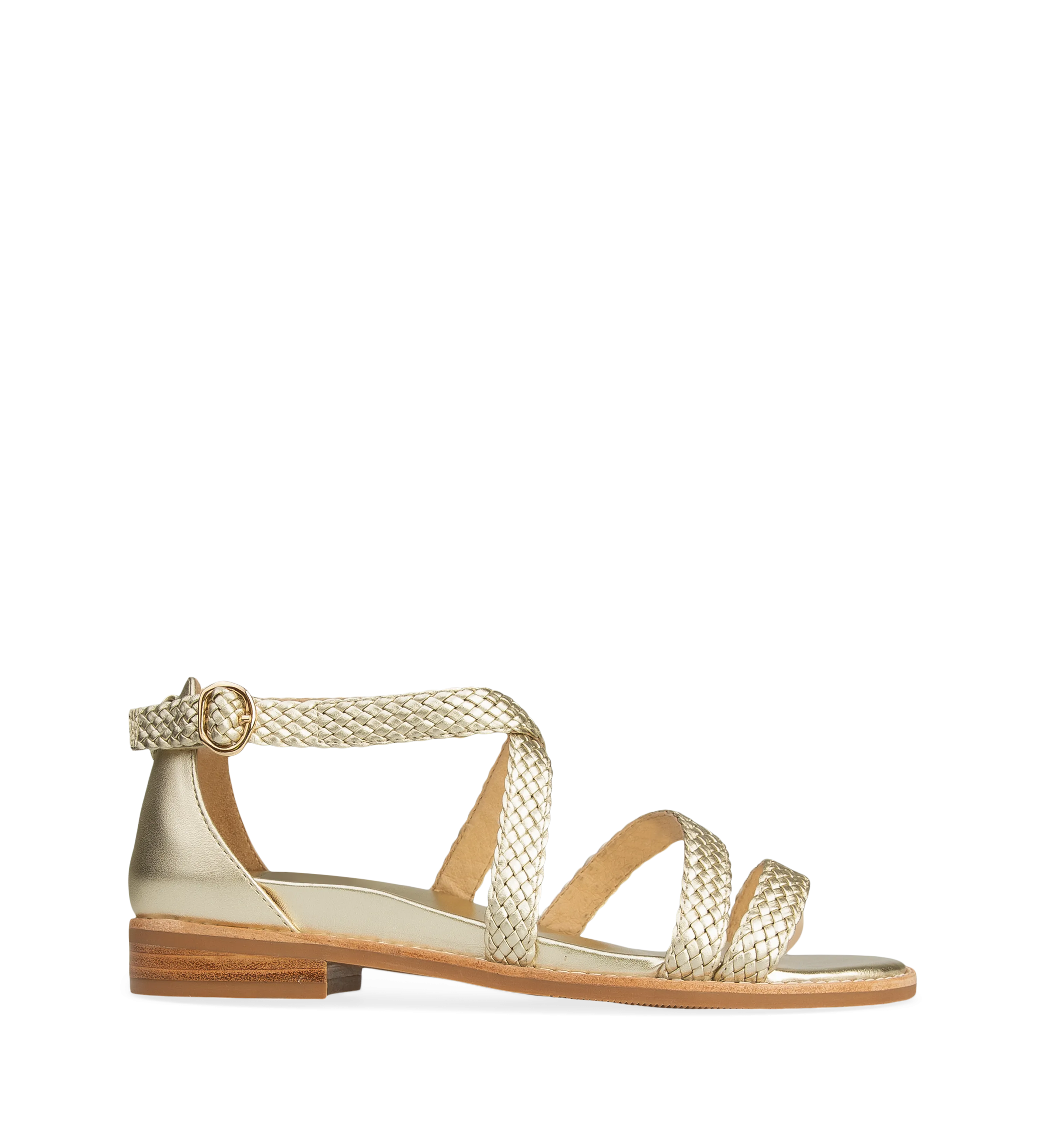 Murrelet Gold Leather Flat Sandals