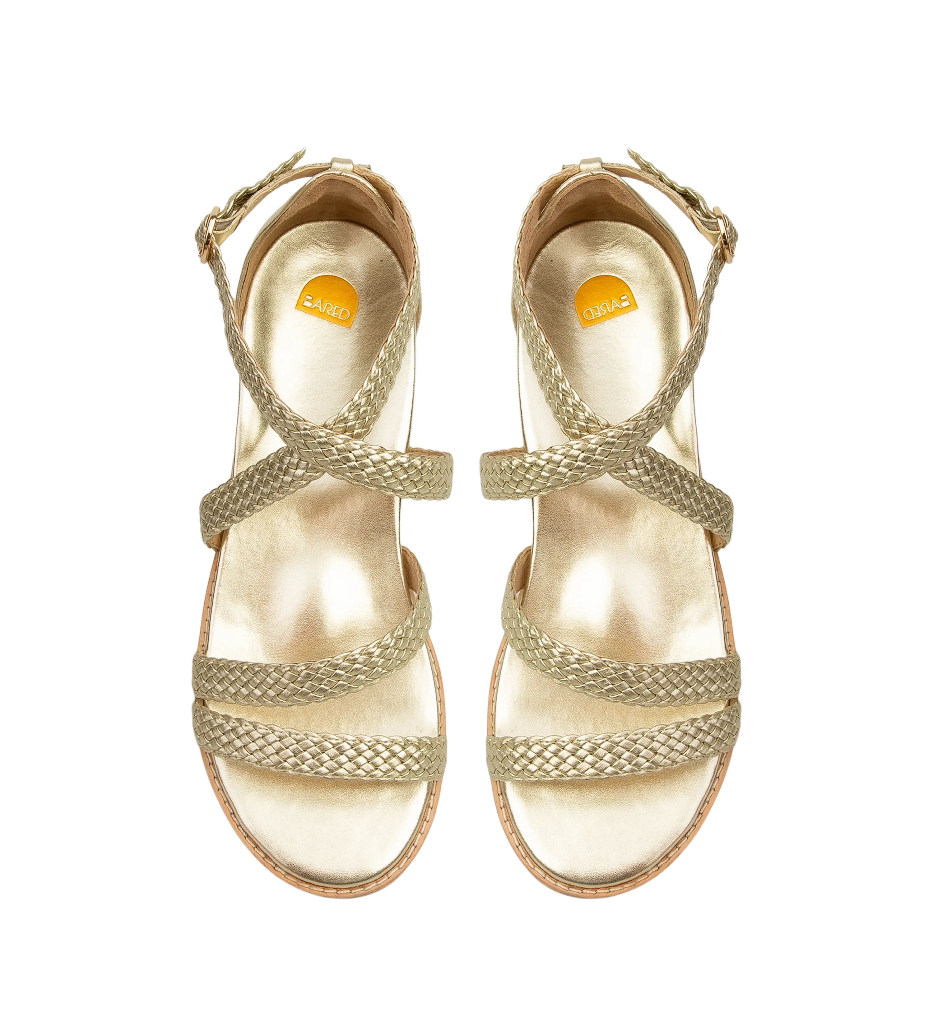 Murrelet Gold Leather Flat Sandals
