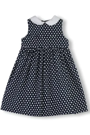 Navy Polka Dot Toddler & Youth Sleeveless Girl Dress