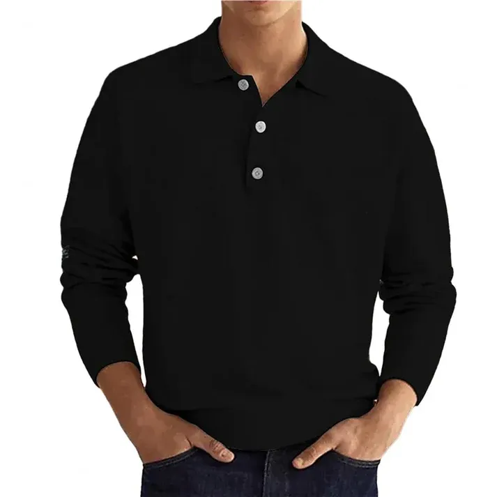 PoloFit - Heren Poloshirt Lange Mouwen, Knoopsluiting, Zachte Katoenmix