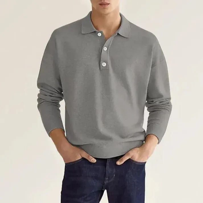 PoloFit - Heren Poloshirt Lange Mouwen, Knoopsluiting, Zachte Katoenmix