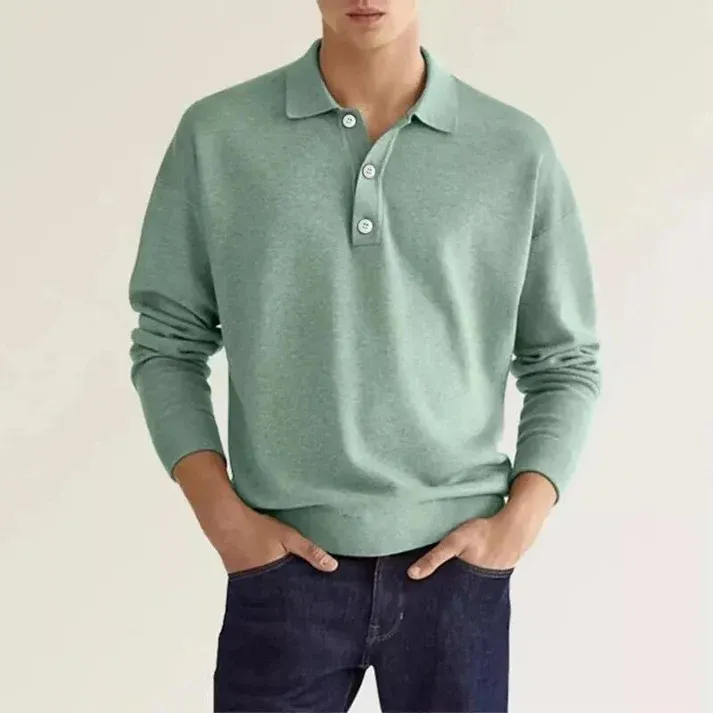 PoloFit - Heren Poloshirt Lange Mouwen, Knoopsluiting, Zachte Katoenmix