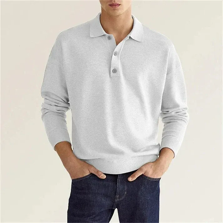 PoloFit - Heren Poloshirt Lange Mouwen, Knoopsluiting, Zachte Katoenmix