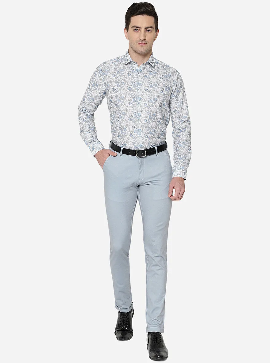 Steel Grey Solid Slim Fit Formal Trouser | JB Studio