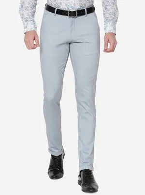 Steel Grey Solid Slim Fit Formal Trouser | JB Studio