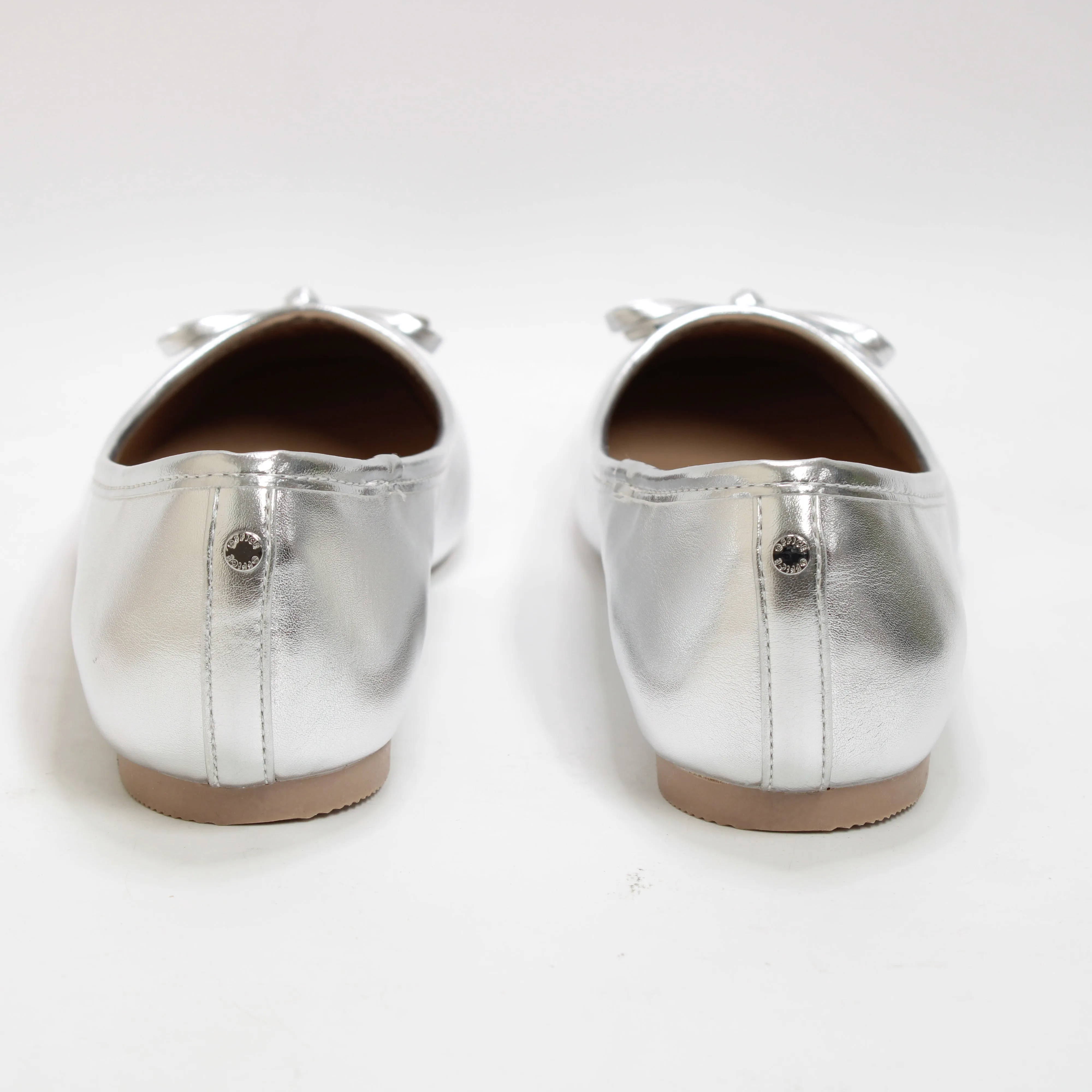 Womens Office Flora Bow Detail Ballet Flats Silver