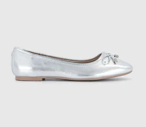 Womens Office Flora Bow Detail Ballet Flats Silver