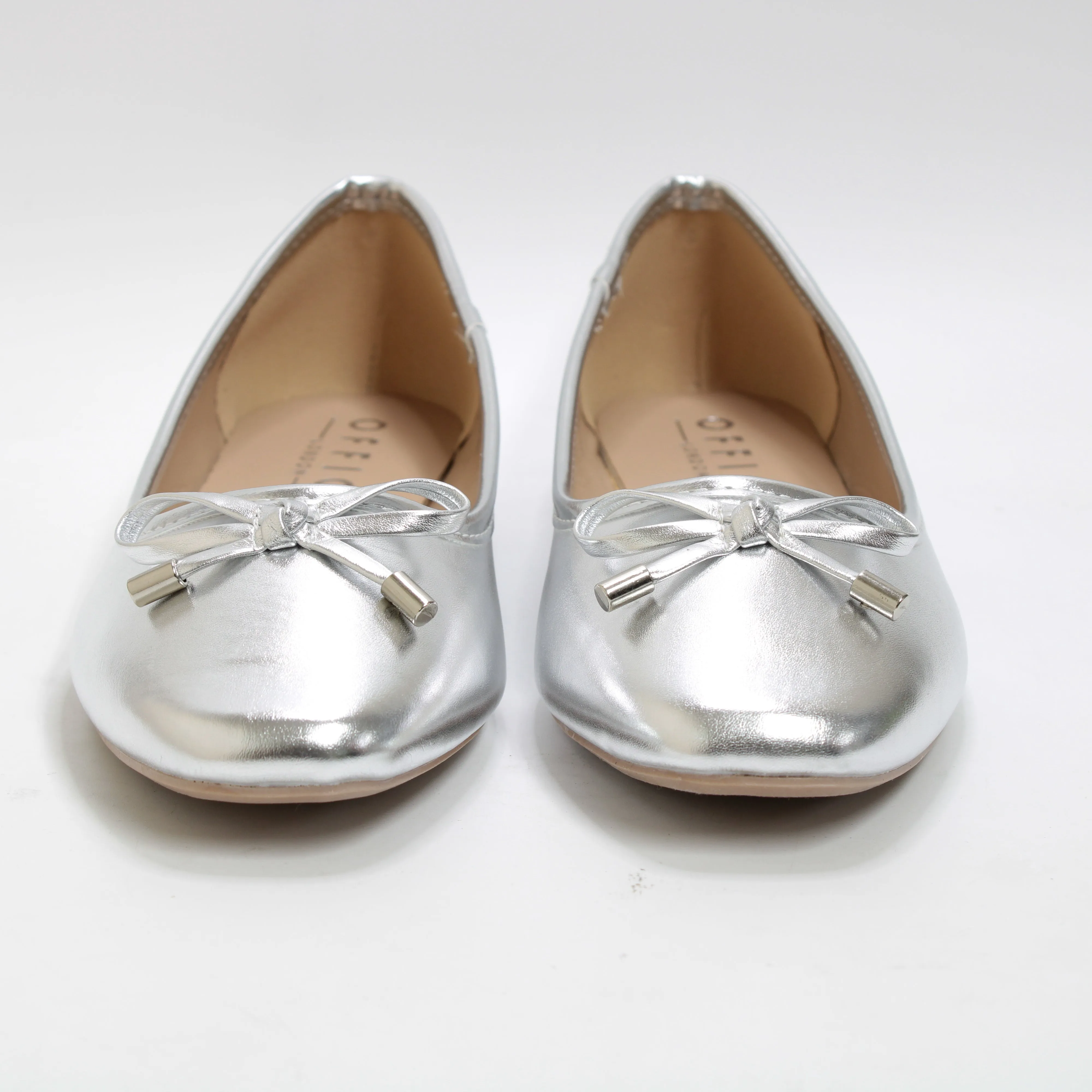 Womens Office Flora Bow Detail Ballet Flats Silver