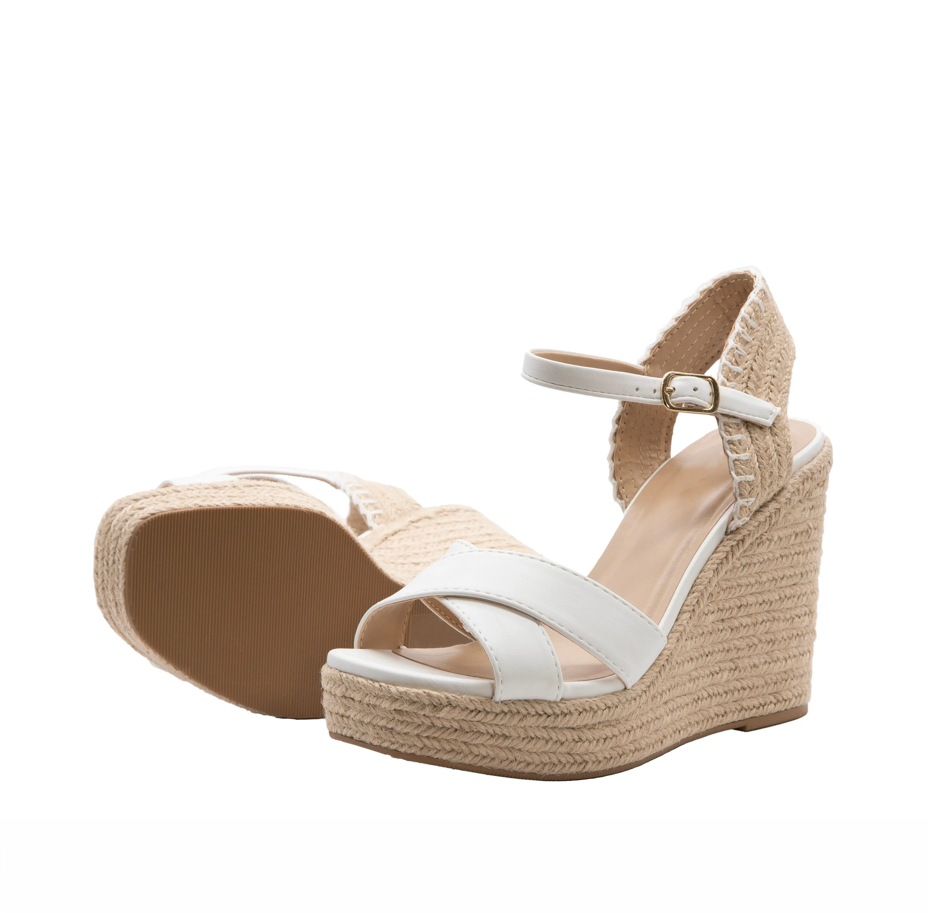 Women's Open Toe Crisscross Espadrille Wedge Sandal
