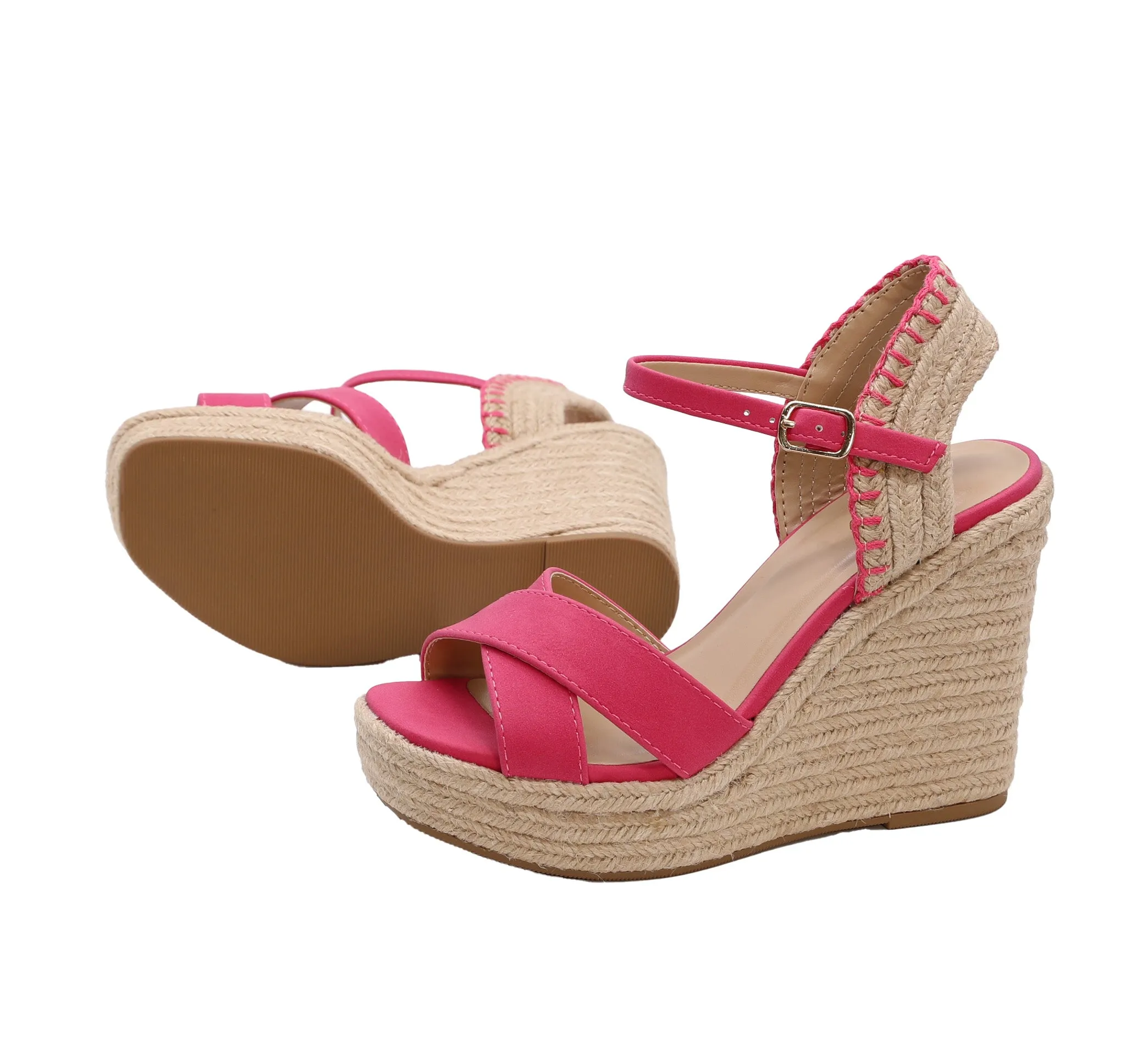 Women's Open Toe Crisscross Espadrille Wedge Sandal